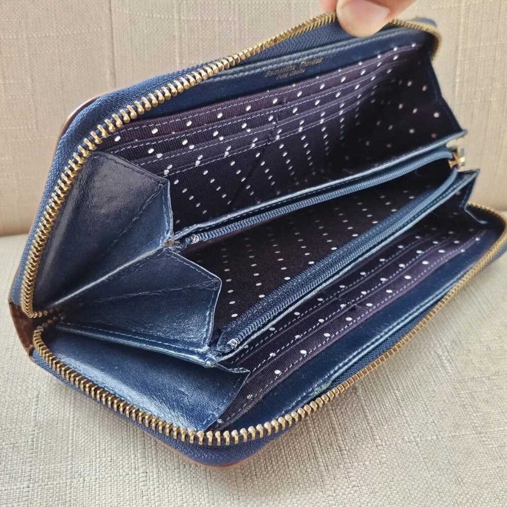 Samantha Thavasa Petit Choice Wallet Clutch Blue Card Holder Purse Zip Around - Picture 7 of 10